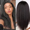 Glueless kinky Yaki straight 200% density brazilian black wigs