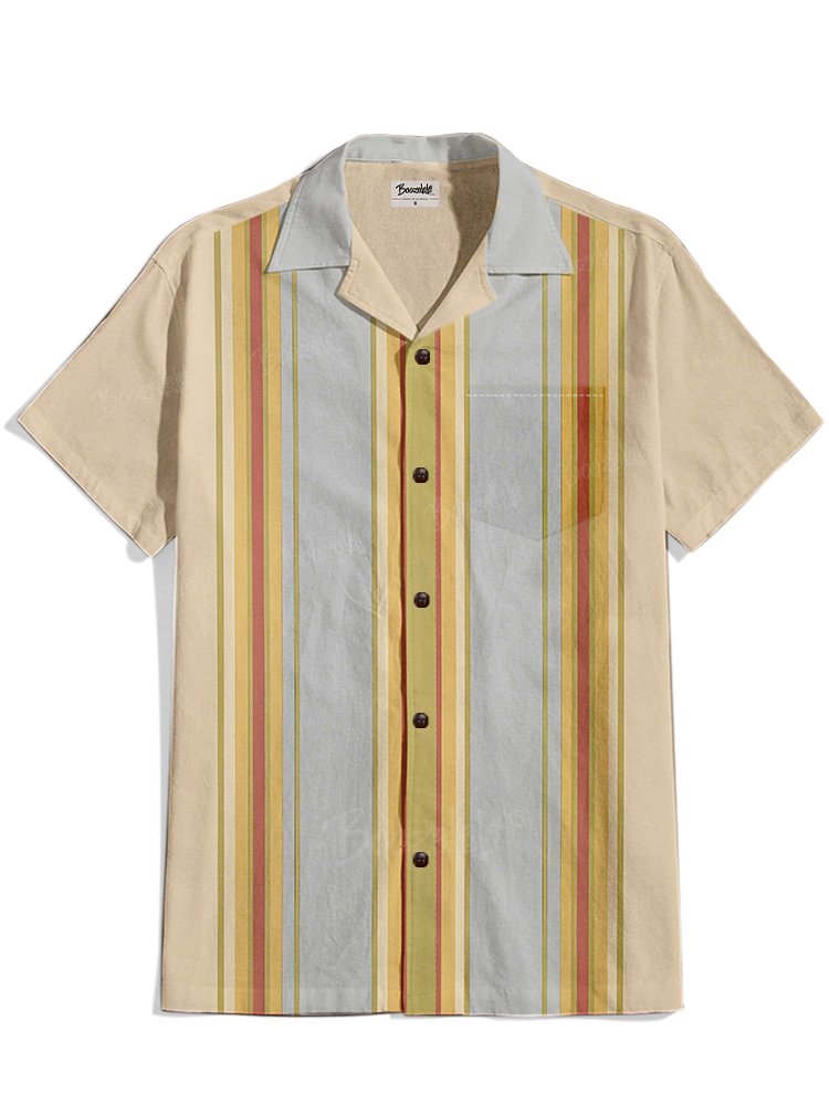 Blue Stripe - 100% Cotton Cuban Collar Shirt