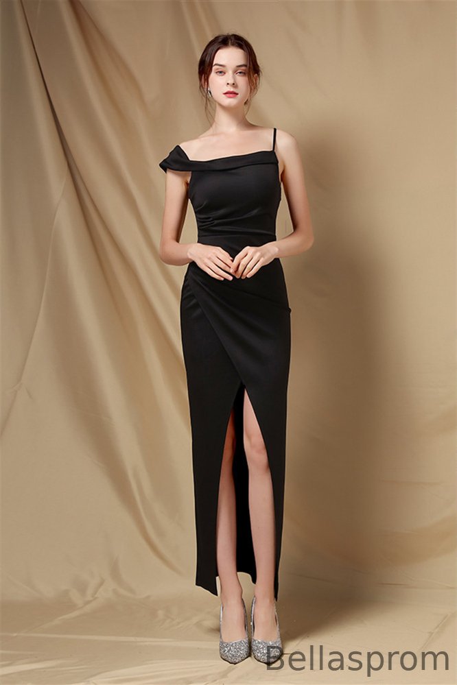 Bellasprom Off-the-Shoulder Front Slit Evening Dress Long Pleated YE0087 Bellasprom