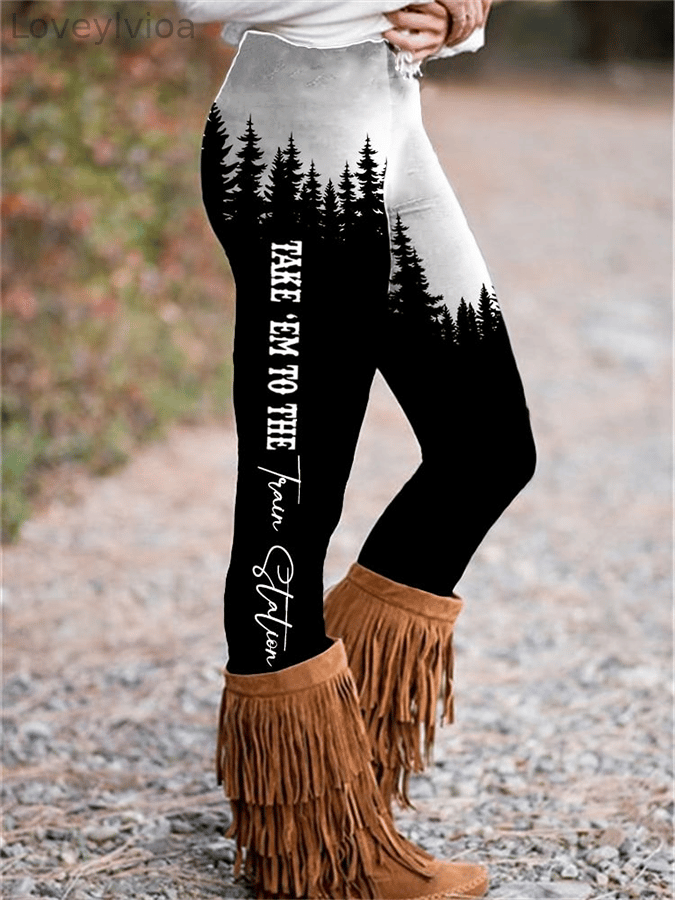Western Print Skinny Stretch Leggings