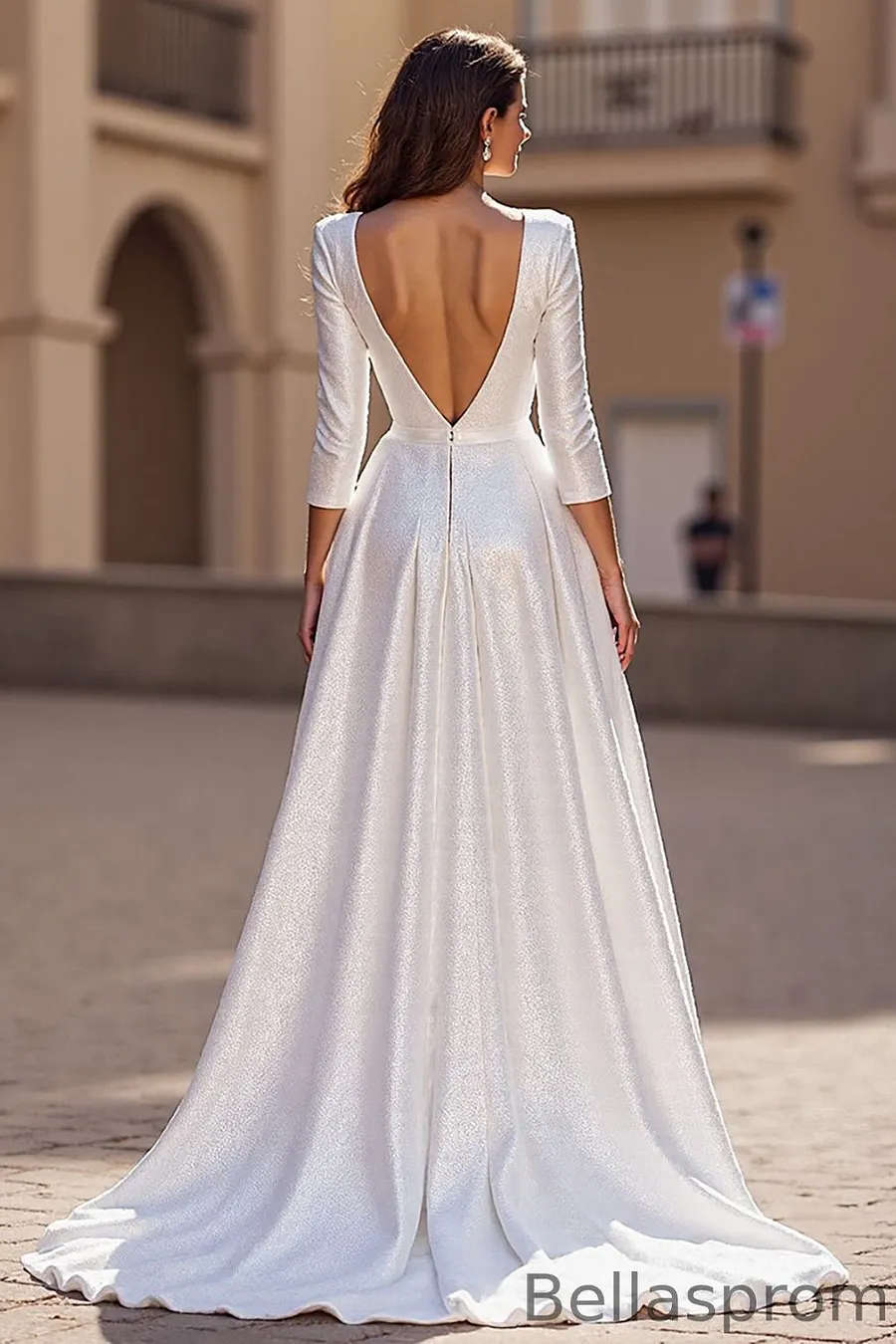 sachin and babi light blue dress Spaghetti Strap V Neck Wedding Dresses Backless Layered Bridal Dress AWD1338 main image 1