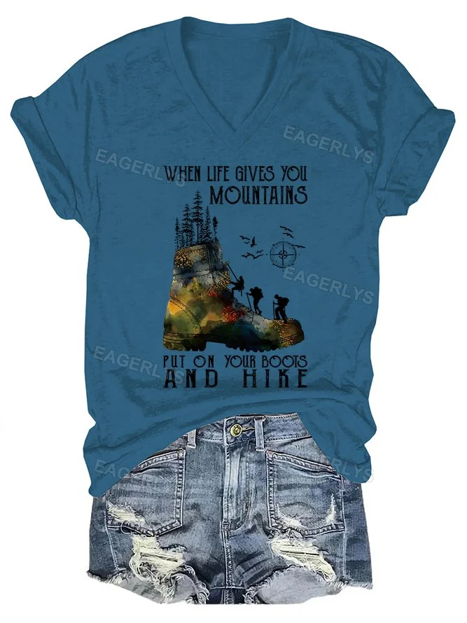 Eagerlys When Life Gives You Mountains V-neck T-shirt Eagerlys
