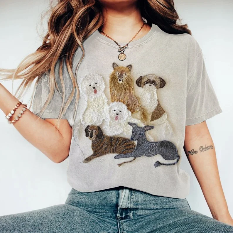 Art Dog Crew Neck Casual T-Shirt Eagerlys