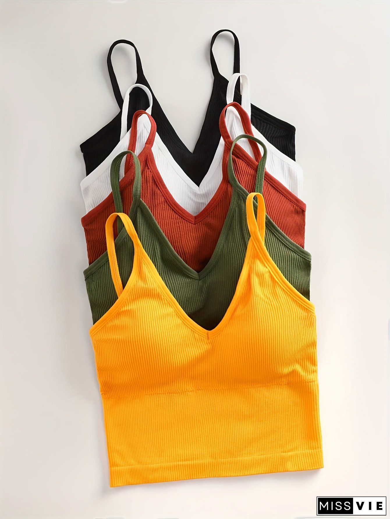 [Solid Knit Camisole] 5 Colors Solid Color Knit Camisole with Removable Padding for