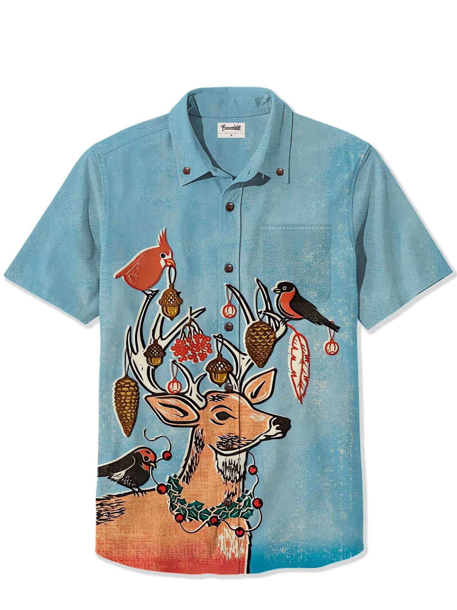 Christmas Elk And Cardinals - 100% Cotton Shirt