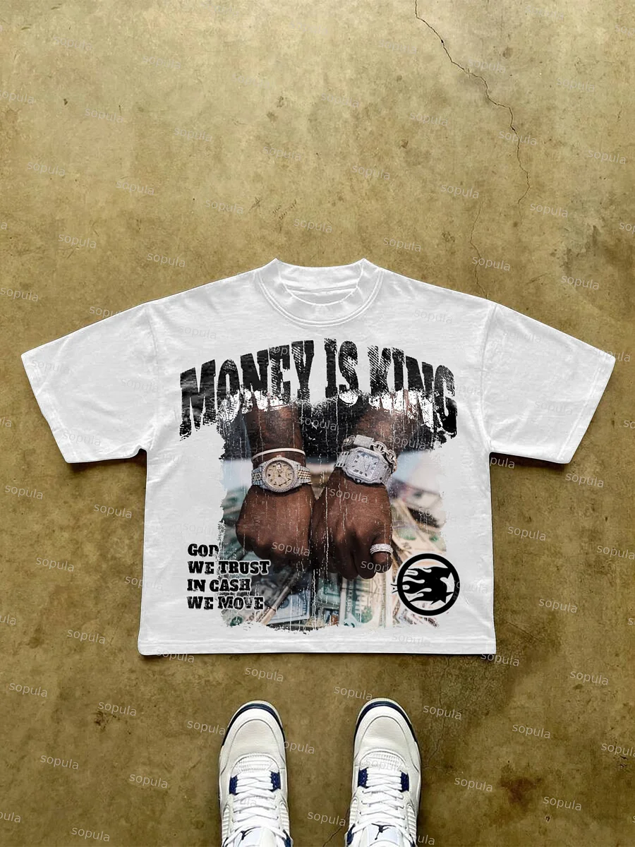 We Believe In God, We Rely On Cash Vintage Graphic Cropped T-shirt