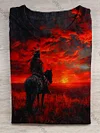 Unisex Red Sunset Art Print Short Sleeve Casual T-Shirt