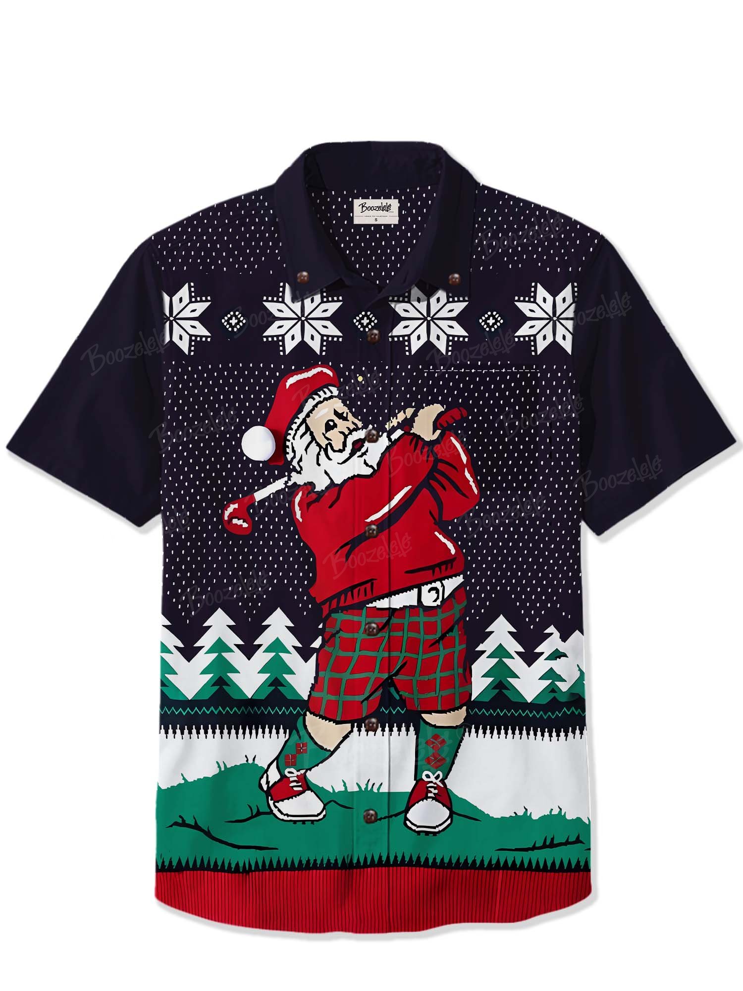 Santa Claus Playing Golf - 100% Cotton Shirt