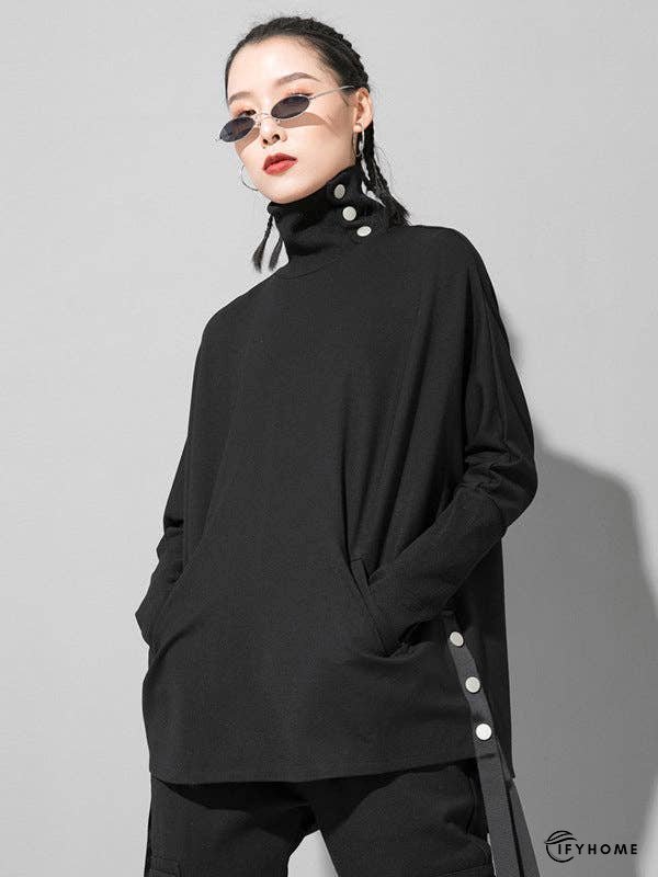 Original Solid Stand Collar T-Shirts Tops | IFYHOME