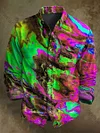 Abstract Color Clash Art Rendering Casual Printed Long Sleeve Shirt