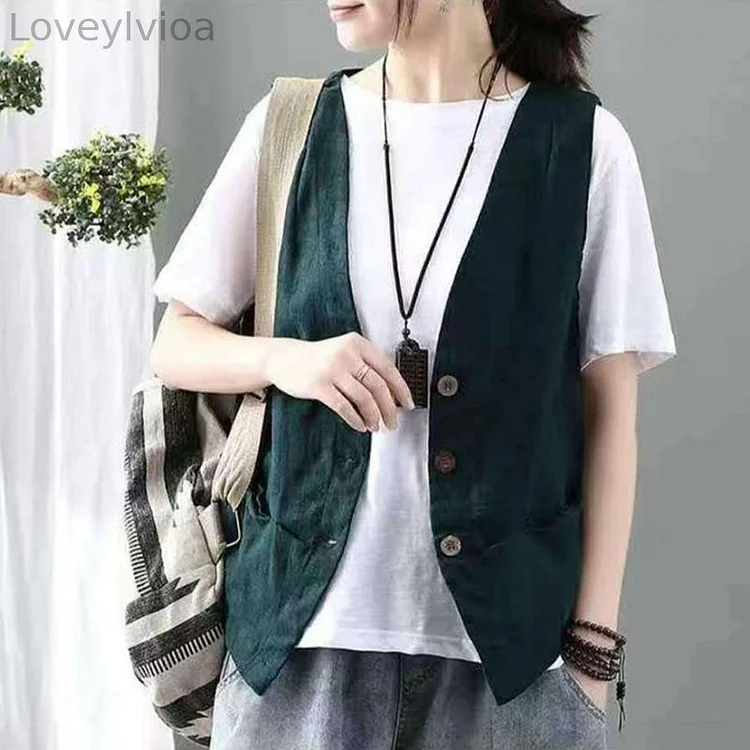Solid Linen Cotton Comfy Button Jacket