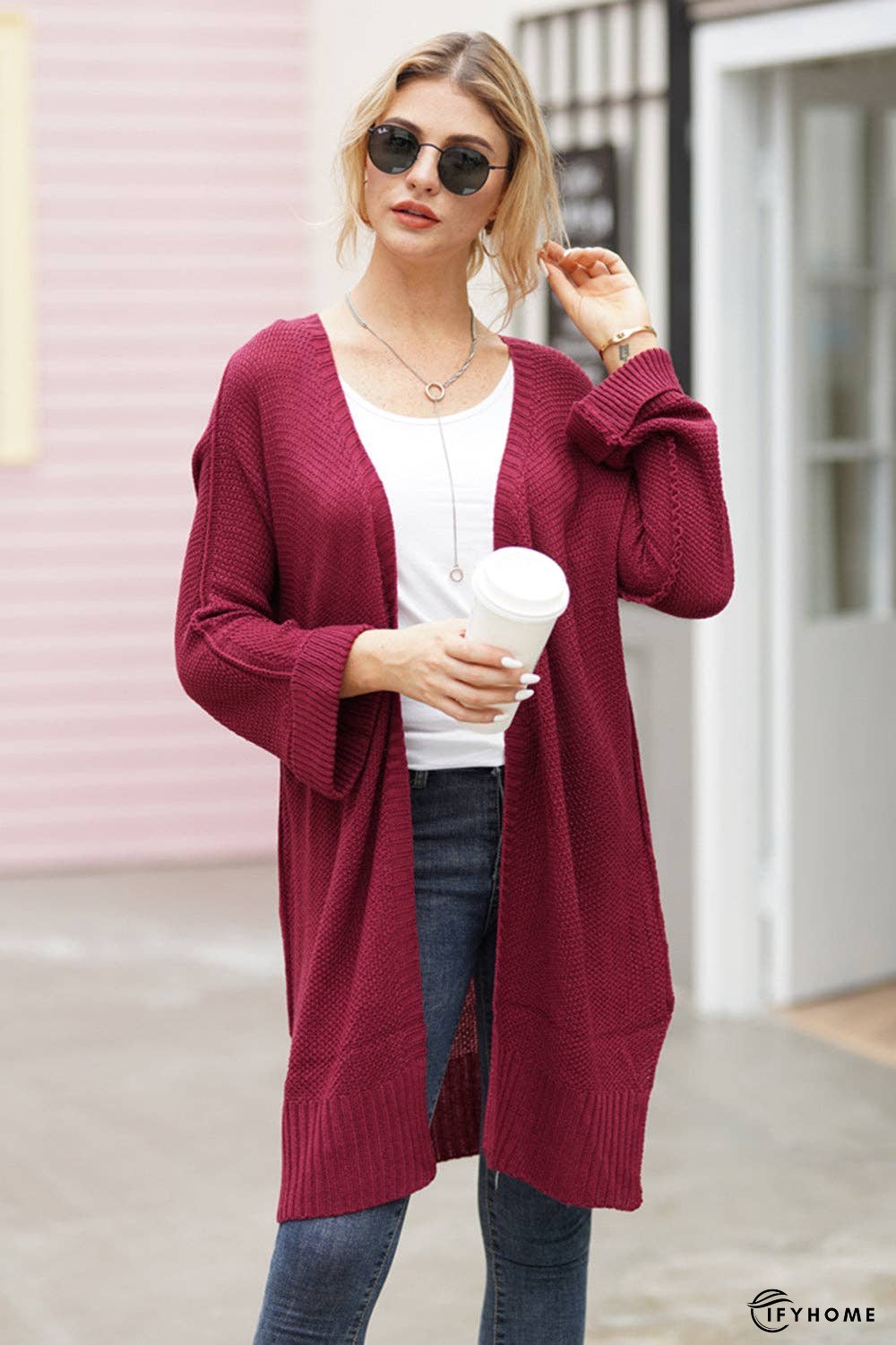 Open Front Long Sleeve Cardigan | IFYHOME