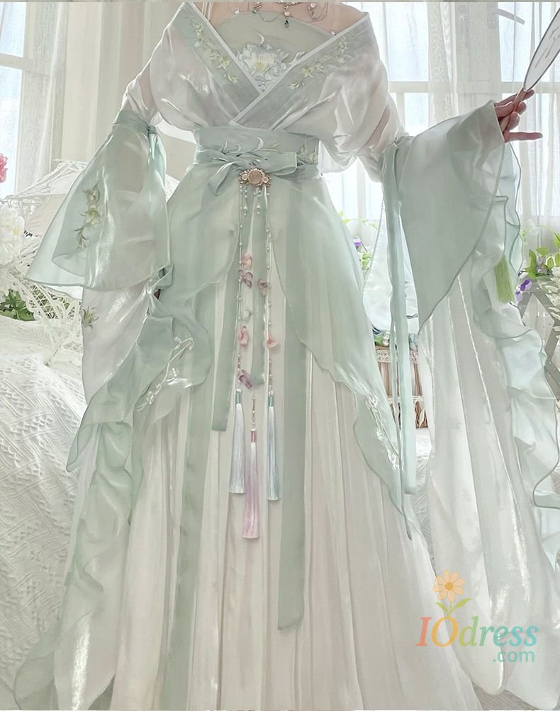 IO Dress Hanfu Dress Women Ancient Chinese Traditional Hanfu Set Female Fairy Cosplay Costume Outfit Summer Hanfu Ligiht Green Dress
