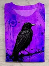Unisex Halloween Raven Print Casual T-Shirt