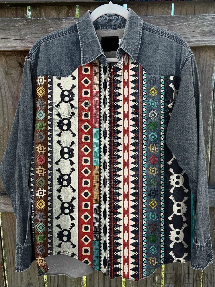 Men's Aztec Patterns Stripes Vintage Stripe Print Casual Shirt