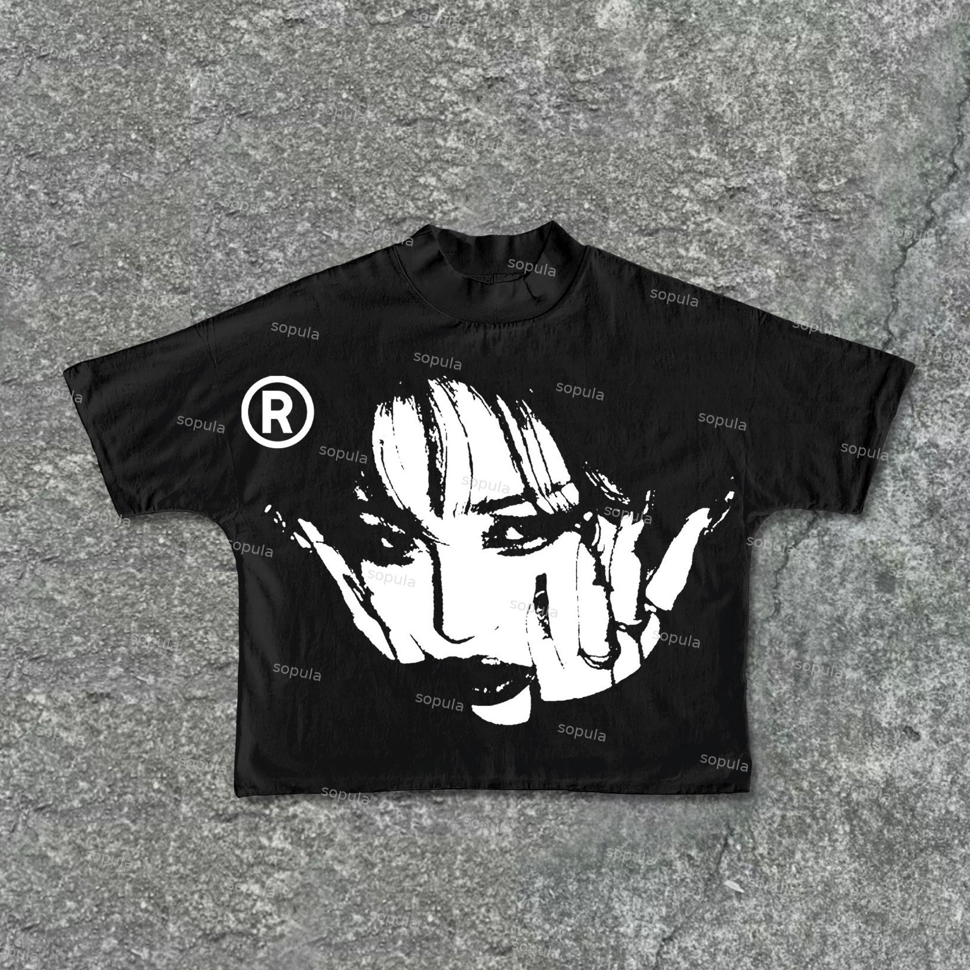 Sopula Vintage Y2k Portrait Graphic 100% Cotton Cropped T-Shirt