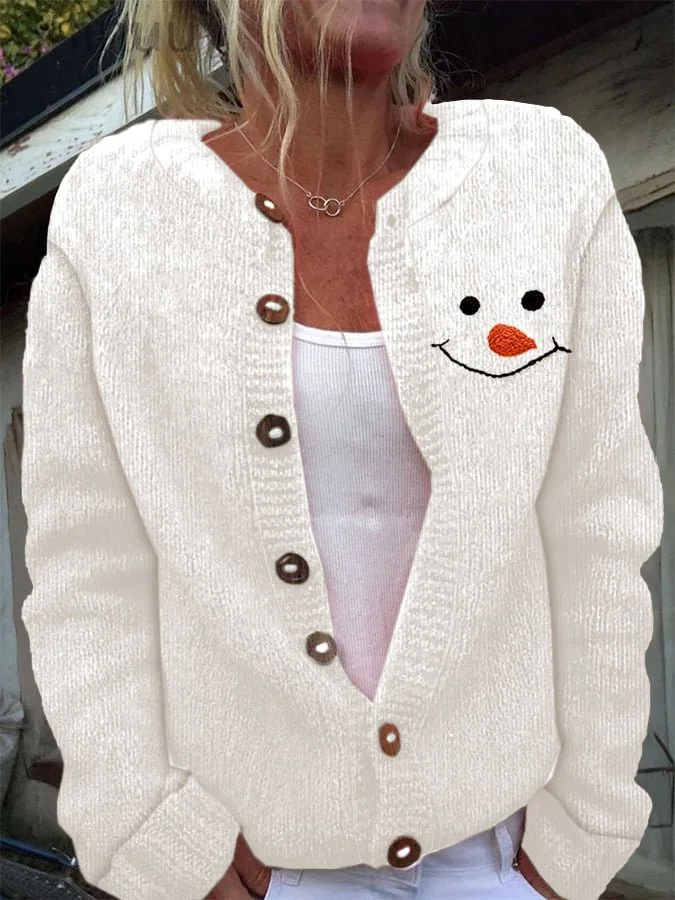 Women's Christmas Printed Sweater Cardigan
