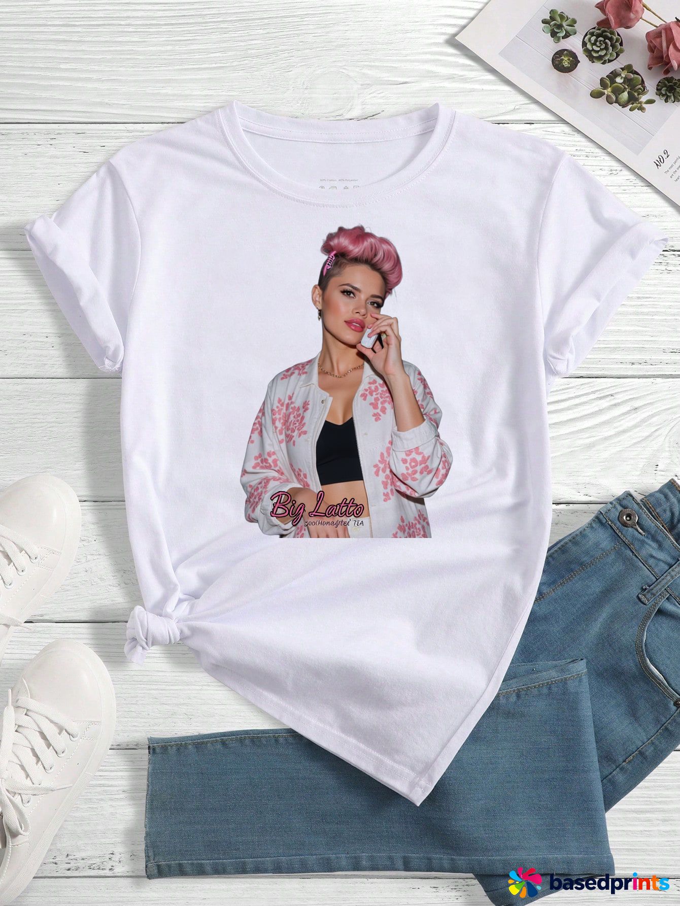 Big Latto White T-Shirt Women Summer Casual Short Sleeve Cotton Tee Tops