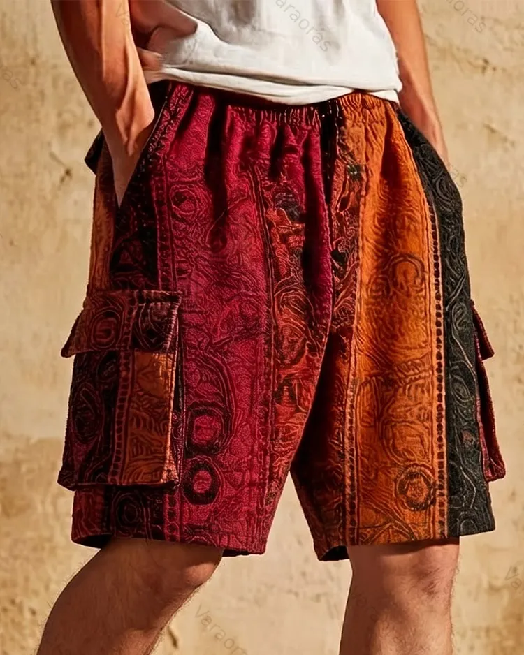 Men's Summer Fashion Rainbow-Colored  Linen Shorts  2228