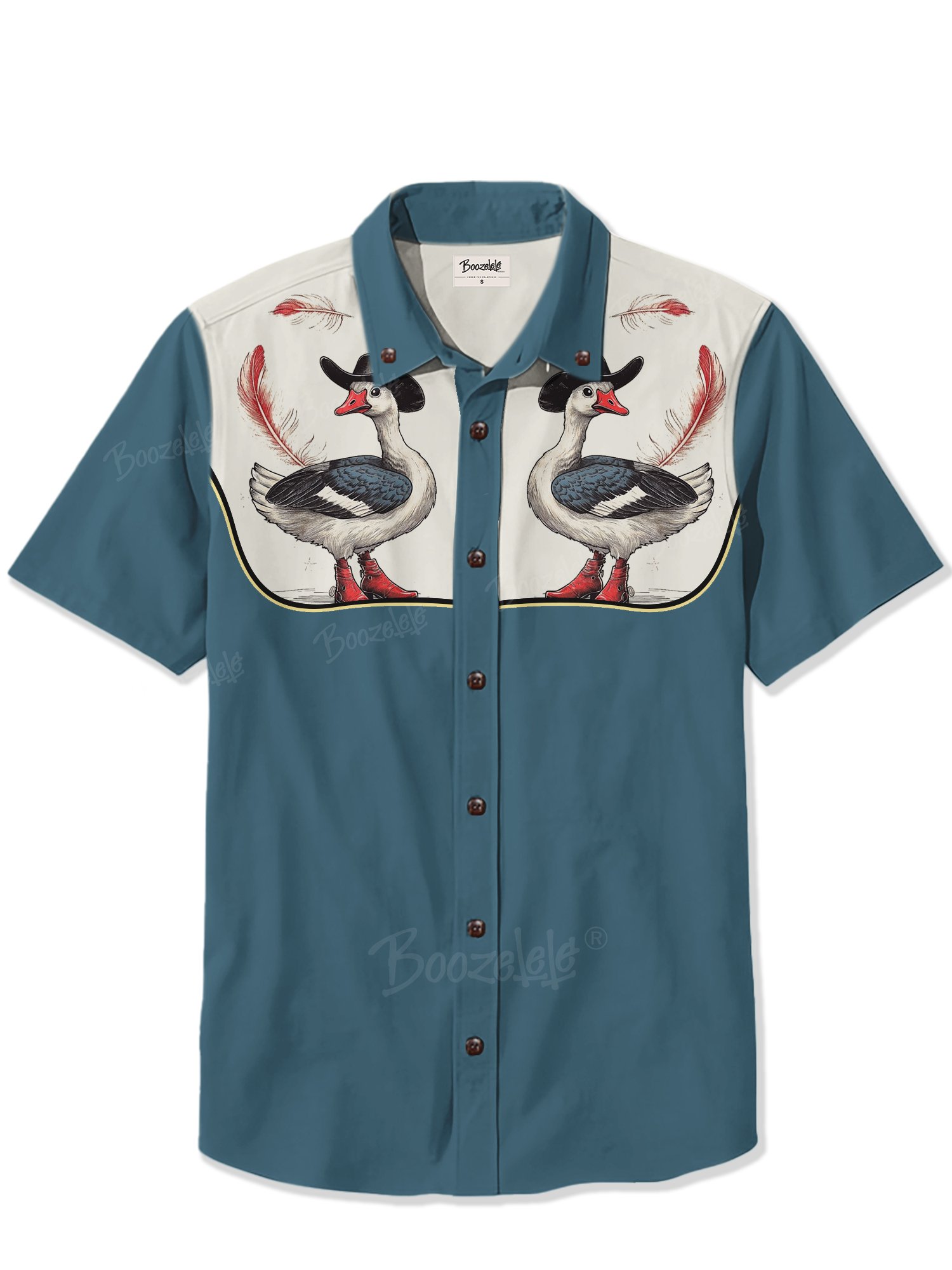 Goose Boots Red Feathers- 100% Cotton Shirt