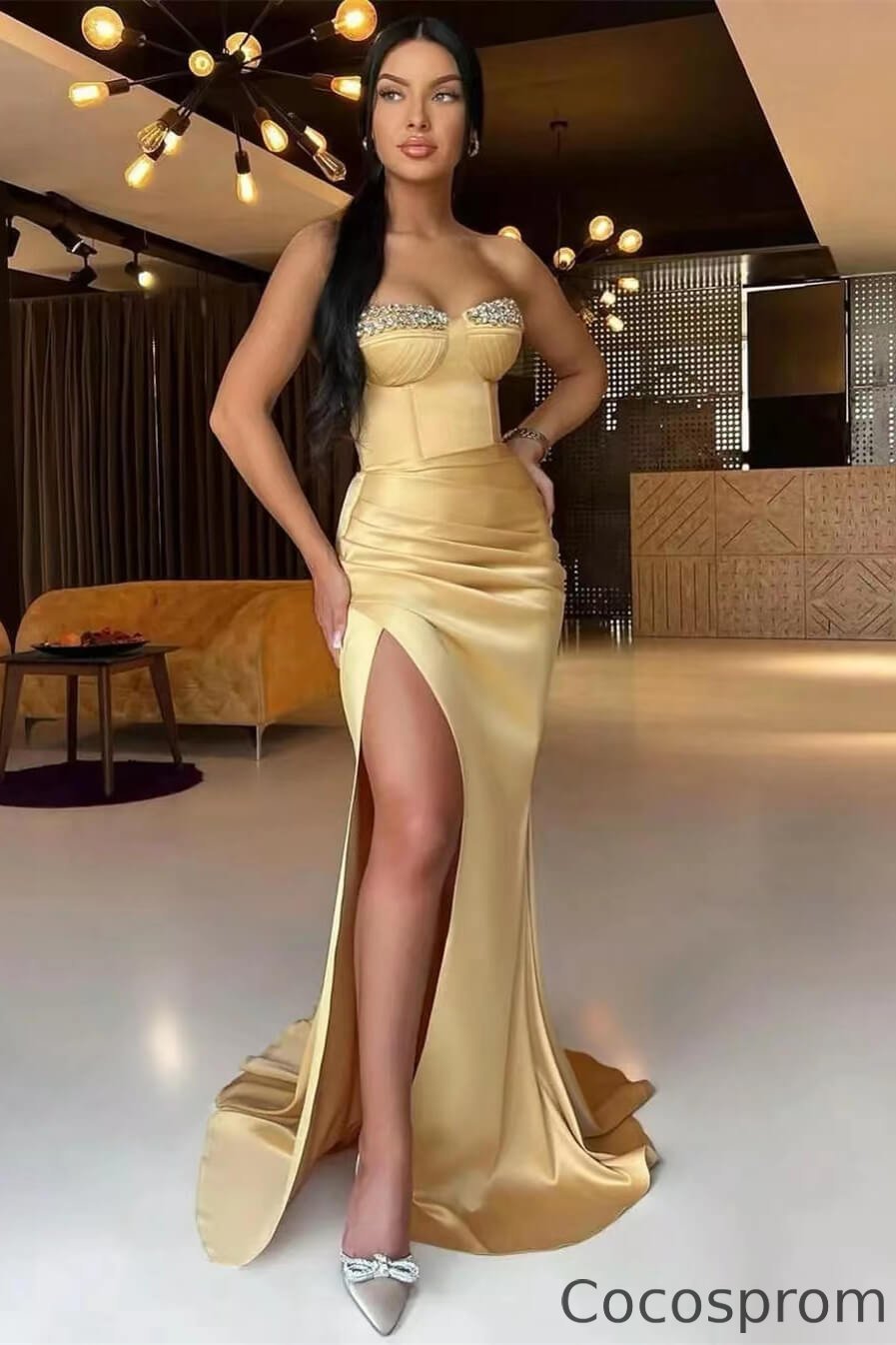Cocosprom Sweetheart Mermaid Ball Dress Long Split With Beads cocosprom