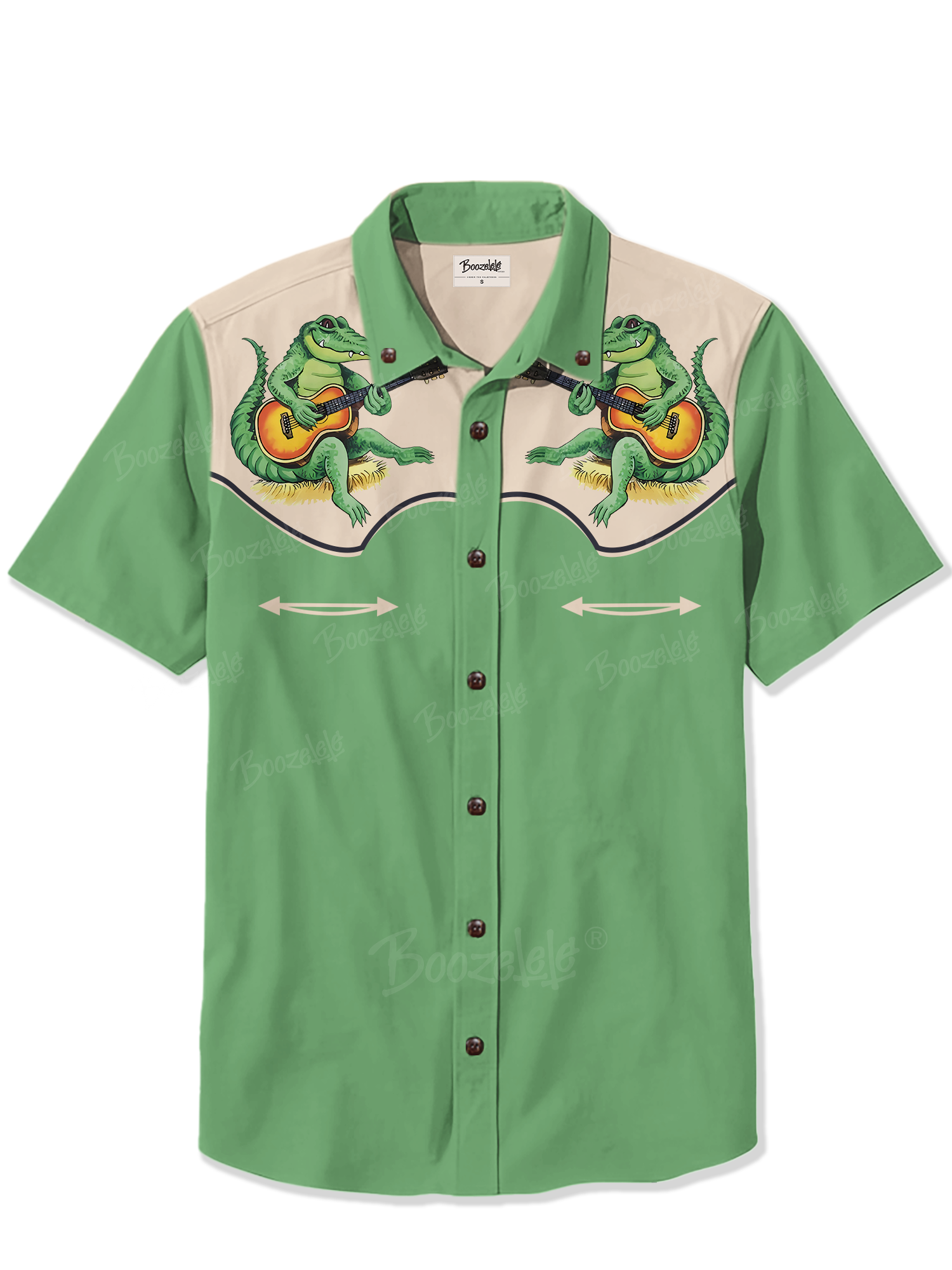 Retro Crocodile Playing Guitar - 100% Cotton Shirt