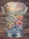 Unisex Floral Abstract Print T-Shirt
