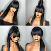 Black Long Straight Wig With Bang