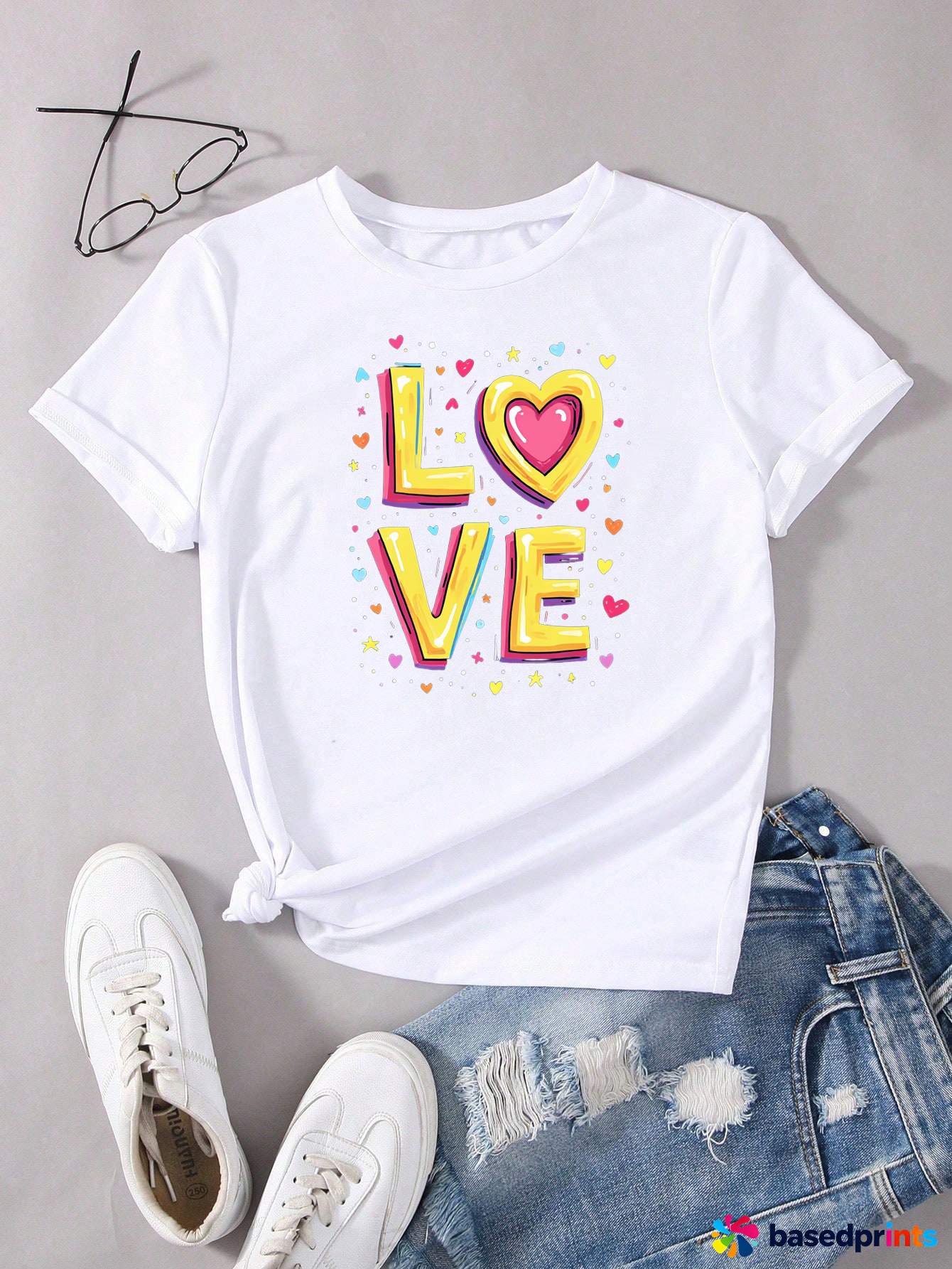 Colorful Love Graphic Tee White