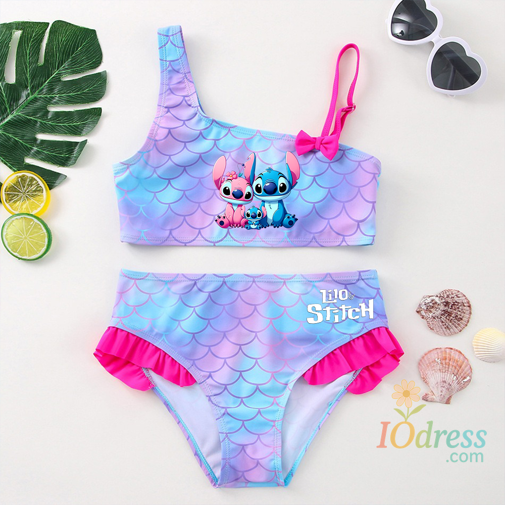 IO Dress Lilo Stitch Girls Tankini Swimsuits Summer Beach wear Children Kids Wear Bathing Suits Two-pieces Bikini Dresses Fashion