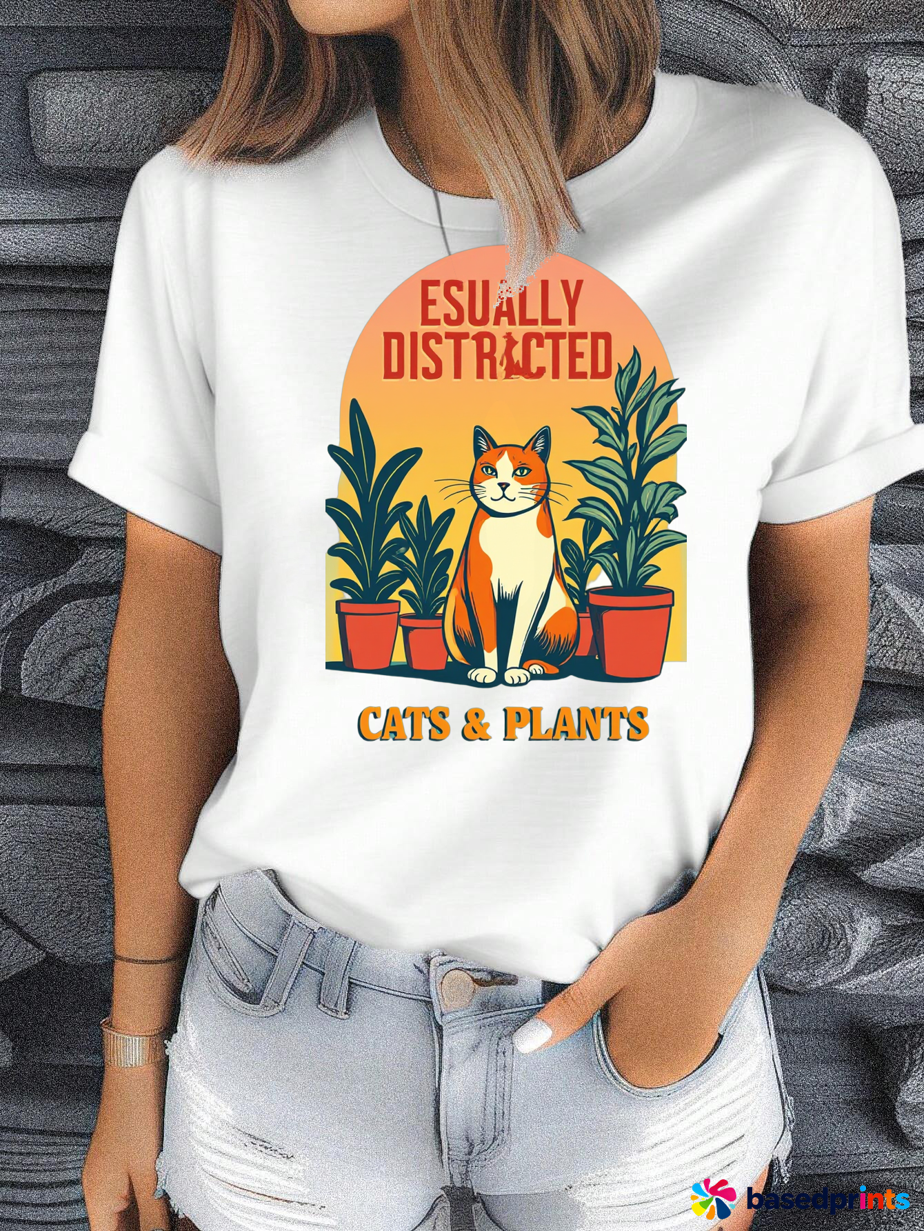 Usually Distracted Cats & Plants T-Shirt