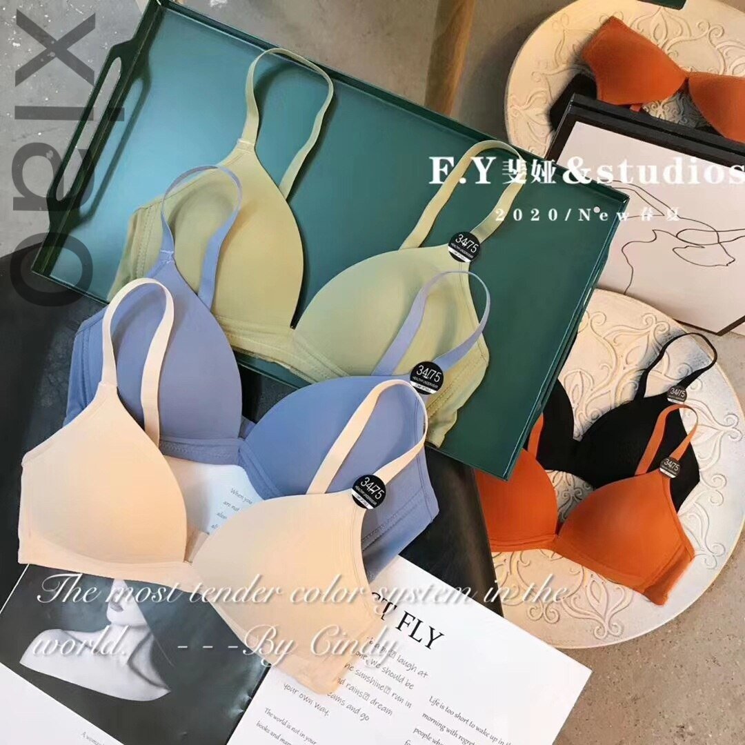 Bras-Yousendi Triangle Cup Clothing Warehouse Same Size No Steel Ring No Mark Adjustable Shoulder Strap Size Thin Bra-Bras