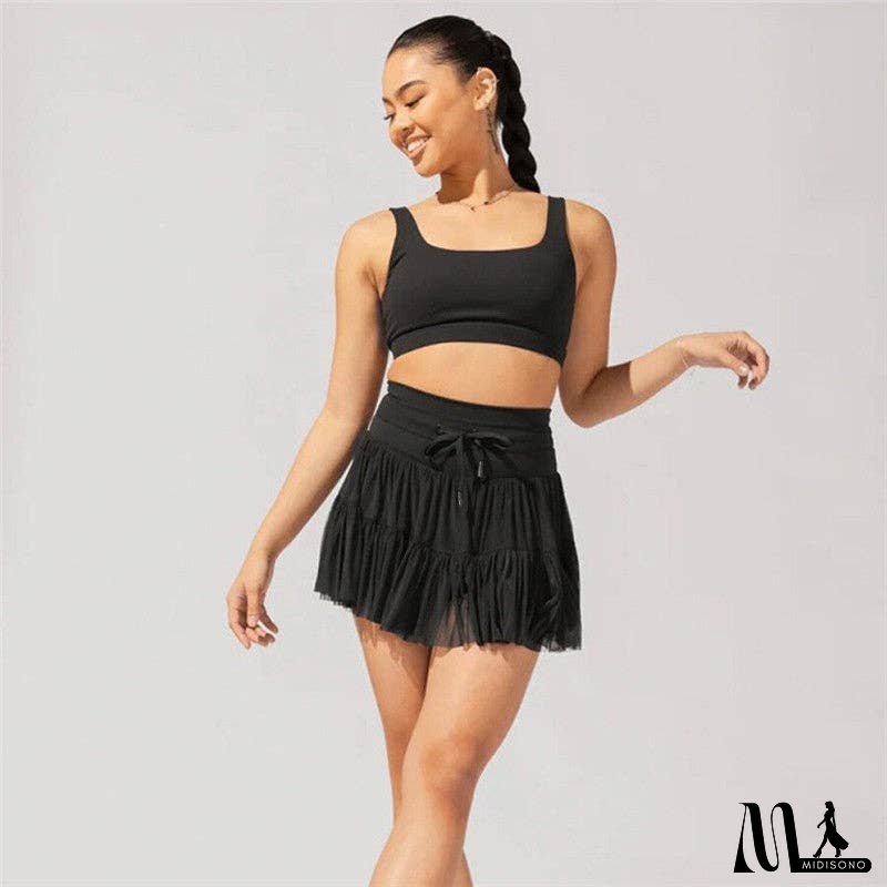 High Waist Belted Anti-Light Leakage Pleated Mini Skirt