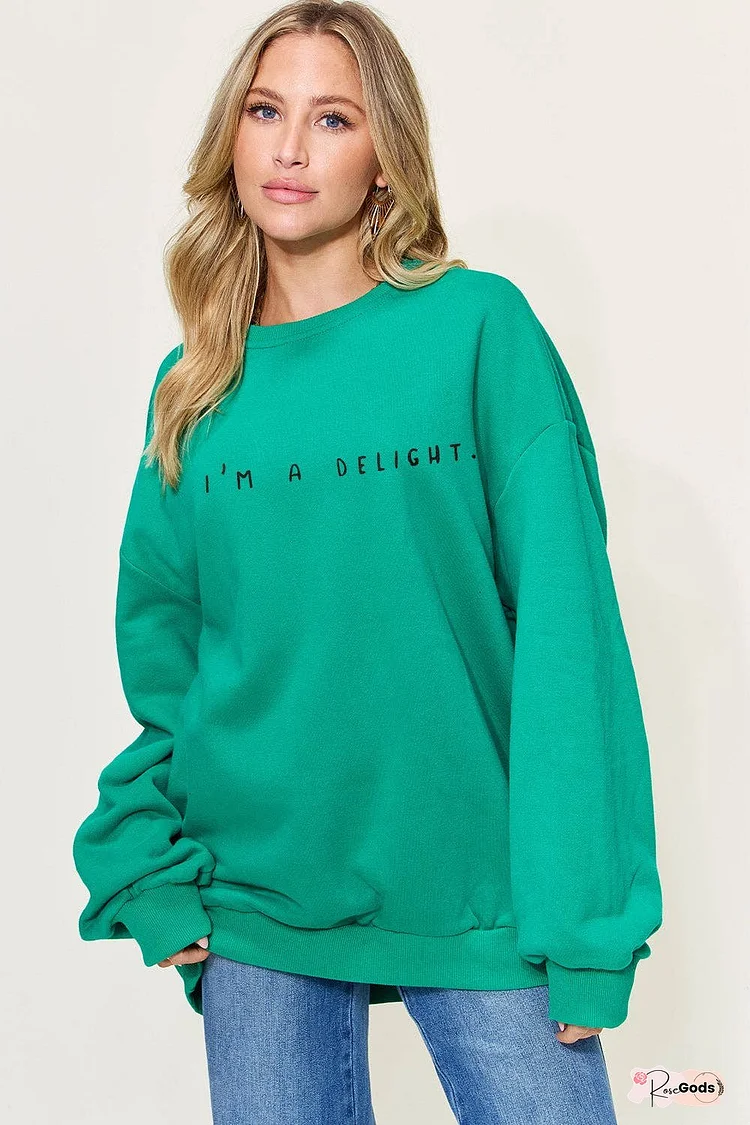Simply Love Full Size I'M A DELIGHT Drop Shoulder Oversized Sweatshirt