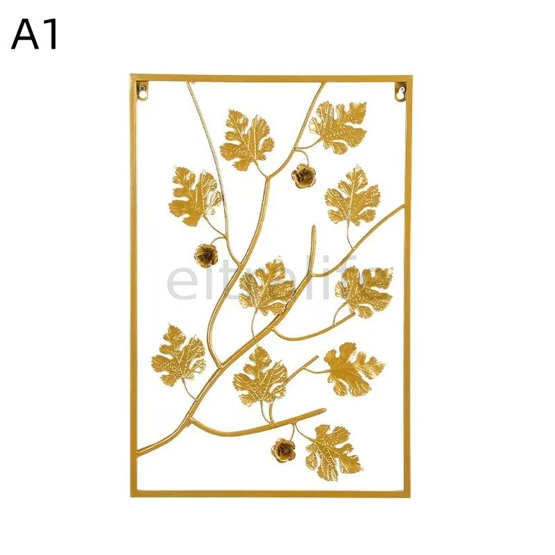 Hand‑Crafted Golden Metal Floral Wall Hanging, Light Luxury Iron Flower Wall Art Sculpture for Living Room Bedroom Home Wall Decoration eltralife