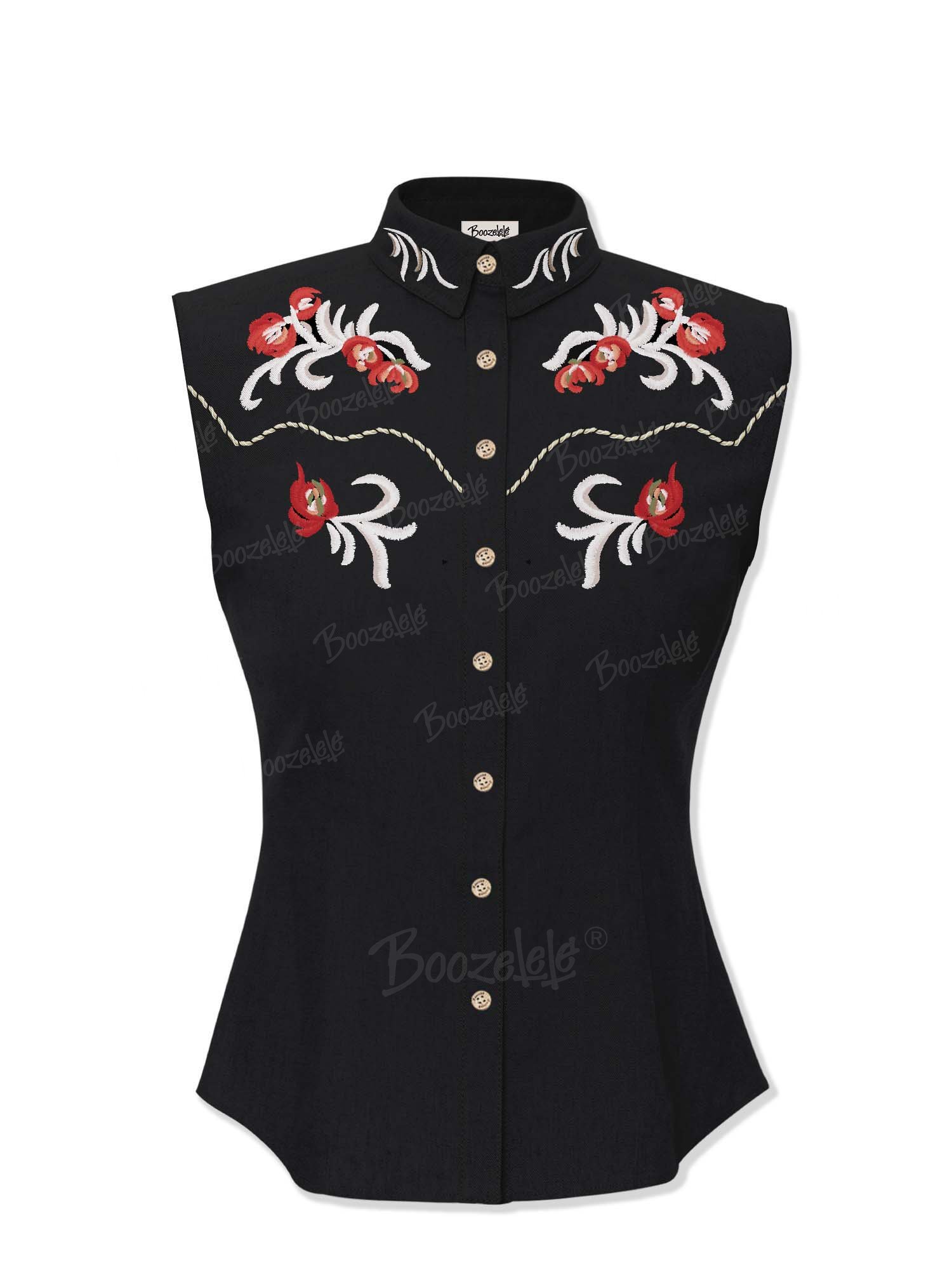 Western Vintage Flower - Women&lsquo;s 100% Cotton Sleeveless Shirt