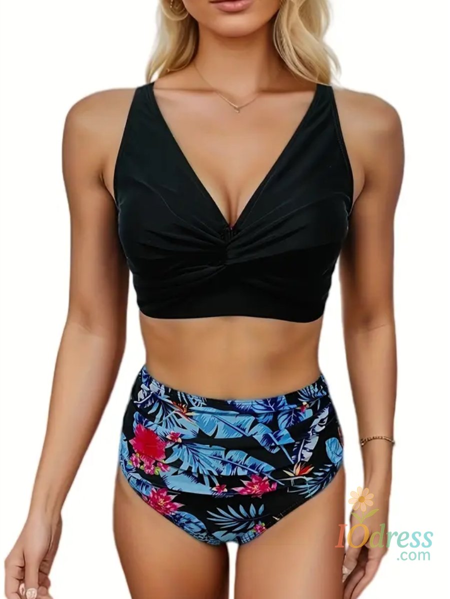 IO Dress Strappy Bikinis 2025 Women High Waist Swimwear Floral Swimsuit Female Beachwear Summer Bathers Bathing Swimming Swim Suit XXL