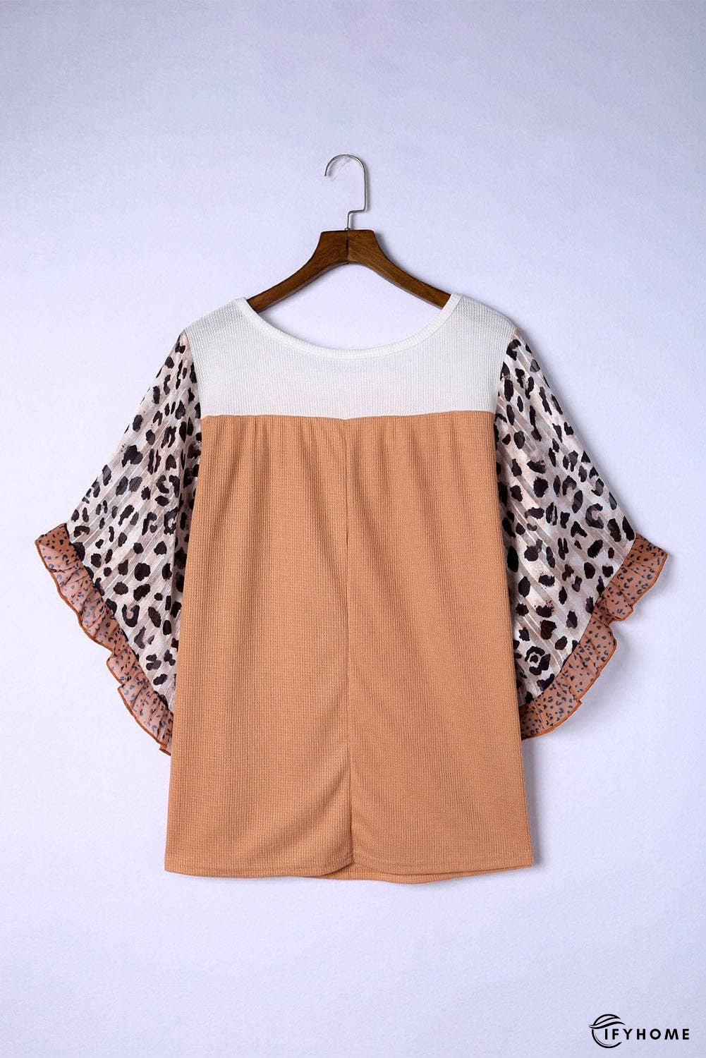 Plus Size Printed Color Block Ruffled Blouse | IFYHOME