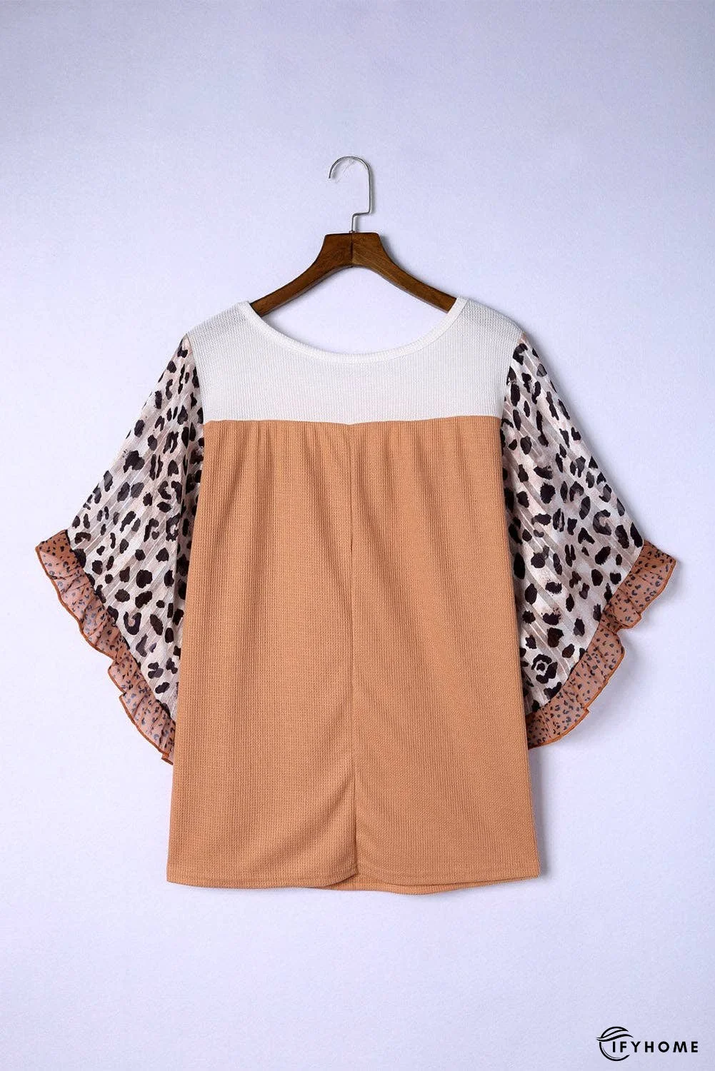 Plus Size Printed Color Block Ruffled Blouse | IFYHOME