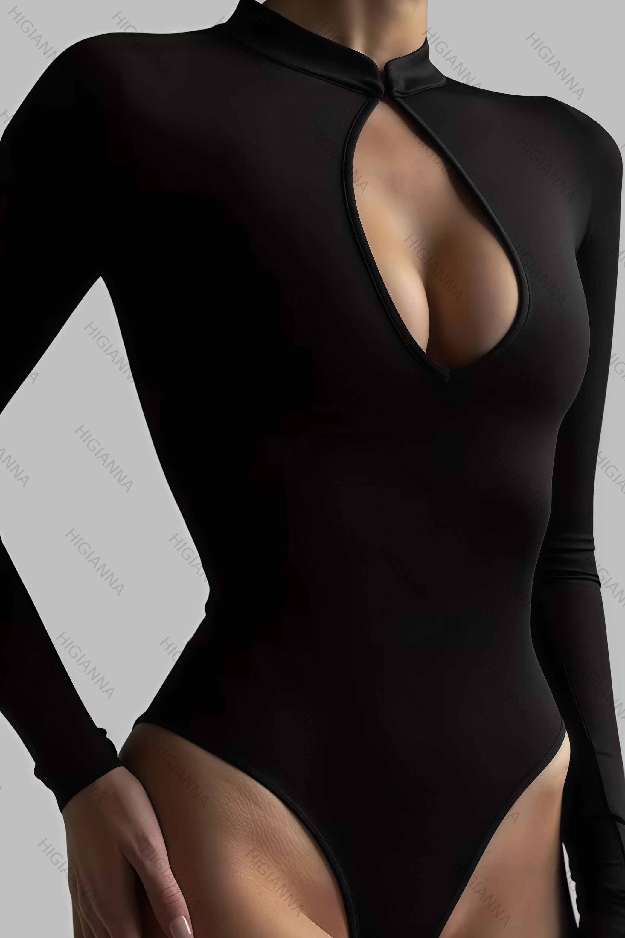 Mock Neck Cutout Long Sleeve Bodysuit - HIGIANNA&reg;