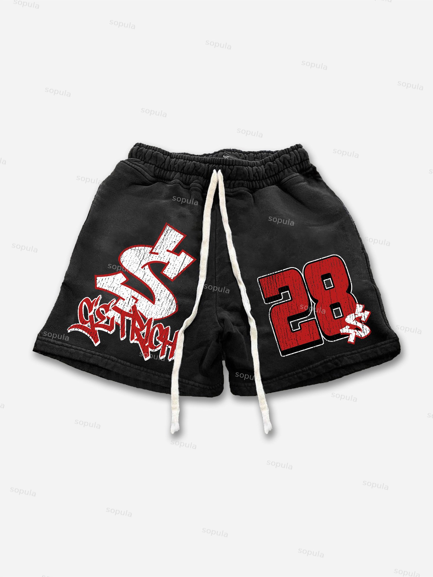 Get Rich No.28 Print Drawstring Shorts