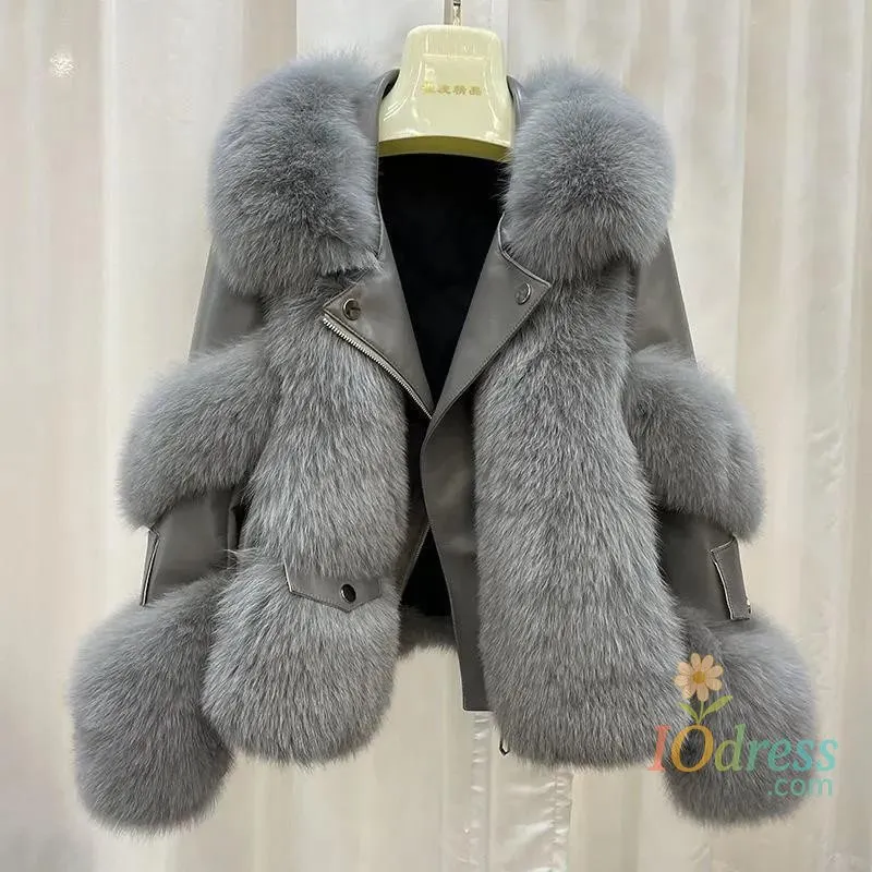 IO Dress  2025 Winter New Fashion High Quality Women's Solid Color Casual Trendy Elegant Luxury Spliced Faux Fur Coats Female Clothes Tops IO Dress