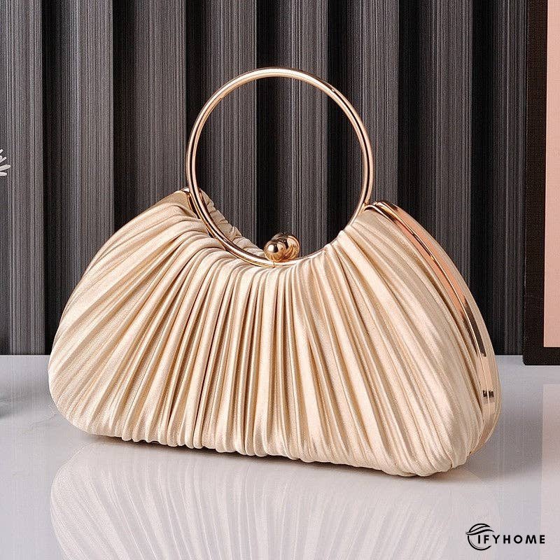 Pleated Round Ring Evening Clutch Bag | IFYHOME