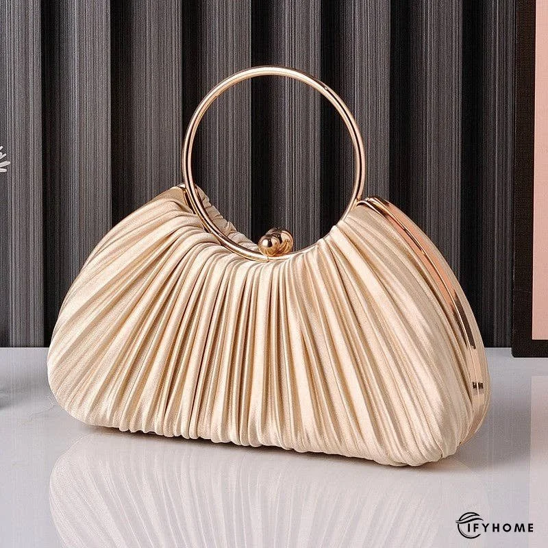 Pleated Round Ring Evening Clutch Bag | IFYHOME