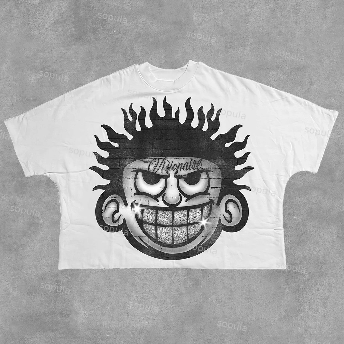 Sopula Vintage Visionaire Grillz Portrait Graphic Cropped T-Shirt