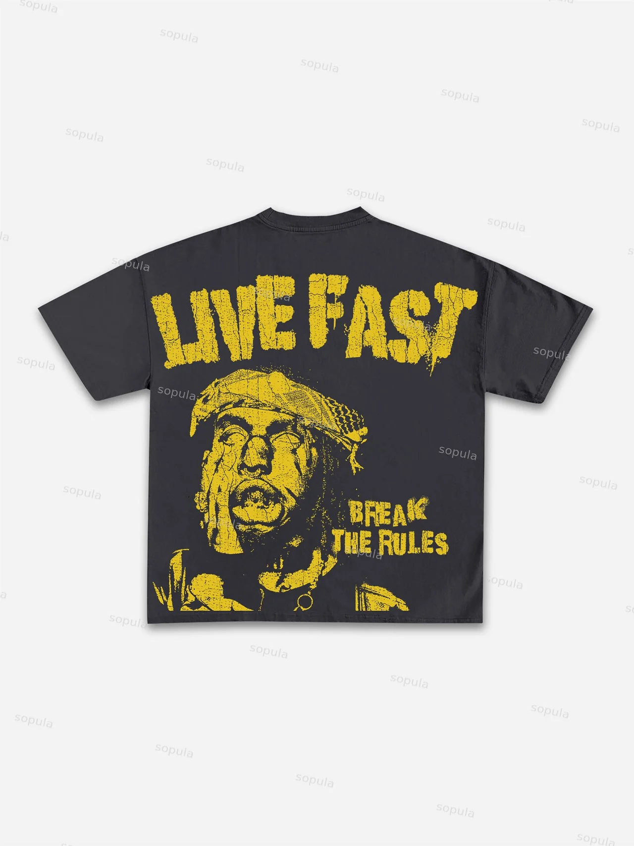 Live Fast Crazy Boy Print Cotton T-shirt