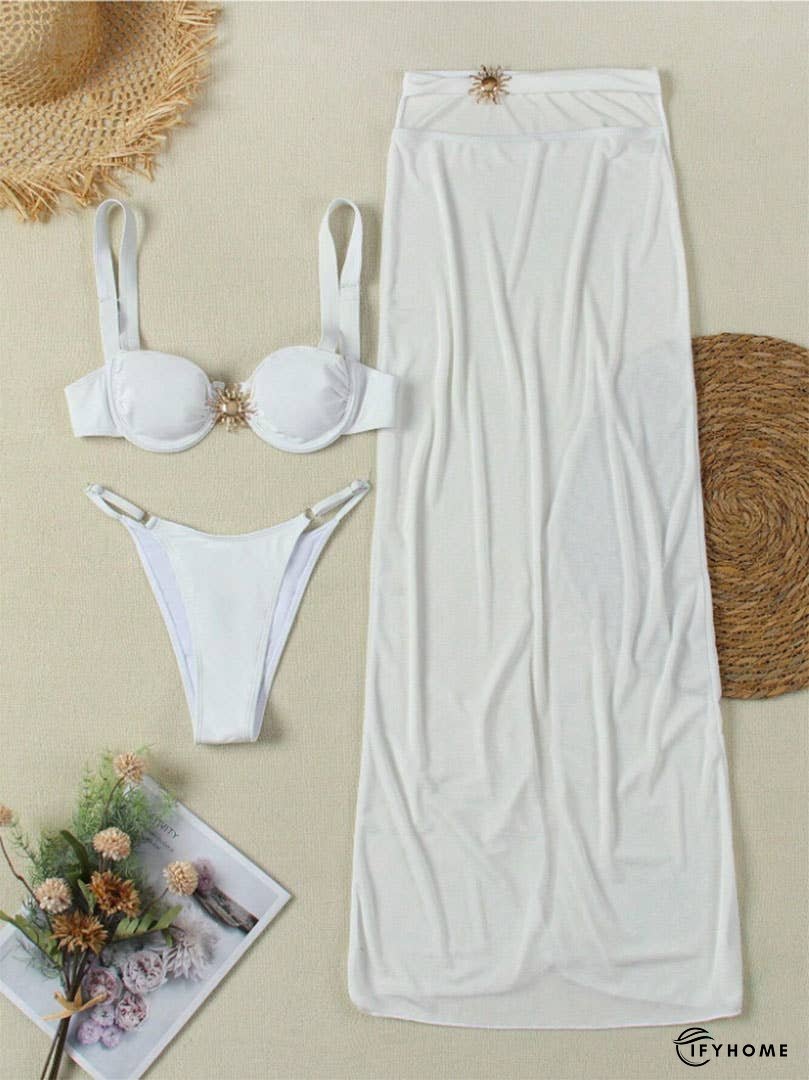Solid Slim Beach Dress Tie Sexy Two-Piece Swimsuit ZK2750 | IFYHOME
