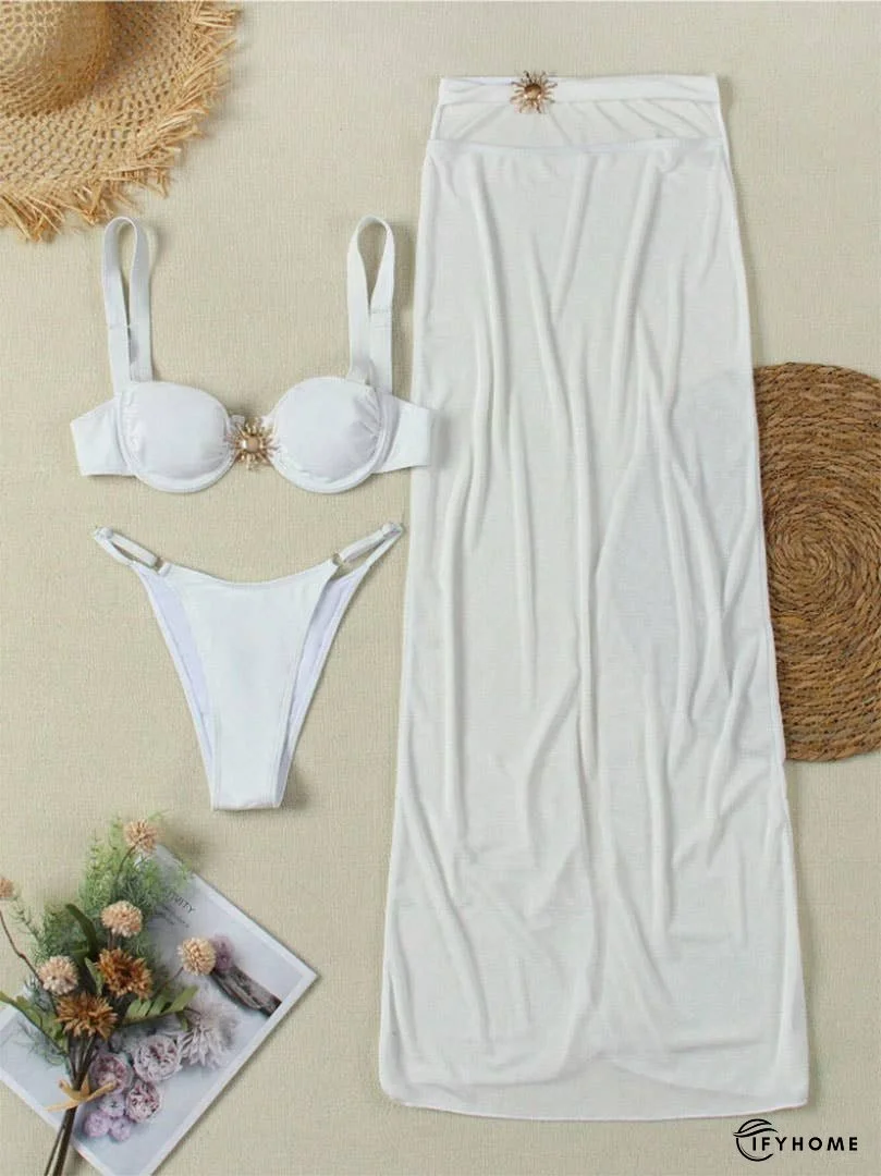 Solid Slim Beach Dress Tie Sexy Two-Piece Swimsuit ZK2750 | IFYHOME