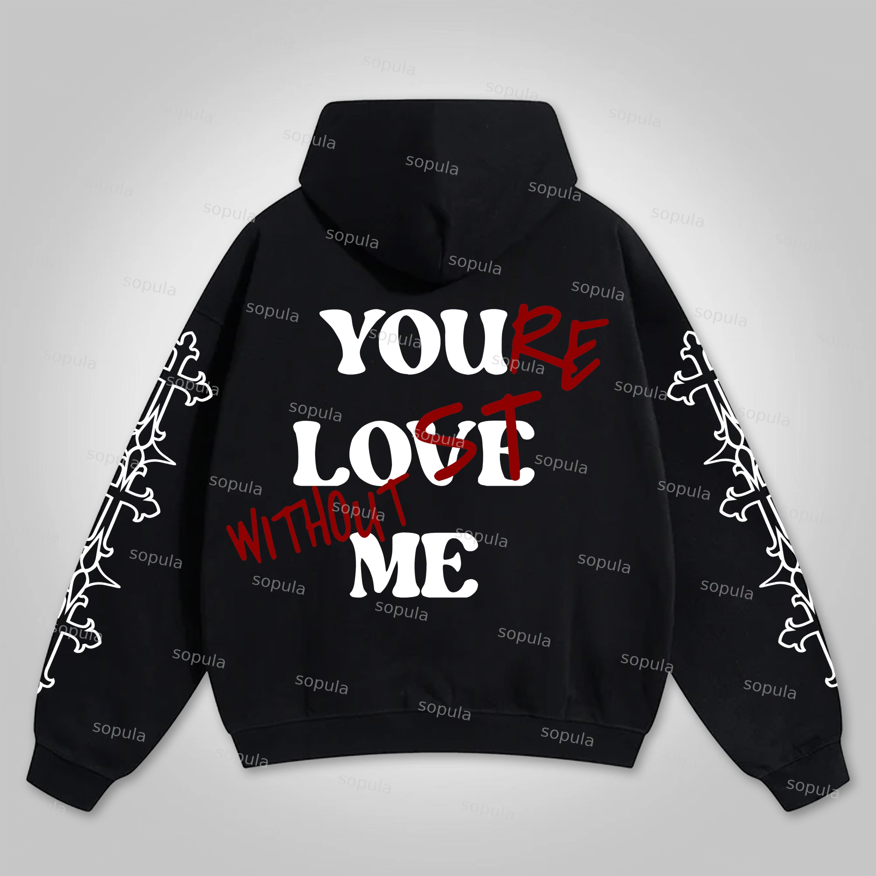 Your Lost Without Me Puff Print Graphic Zip-Up Hoodie