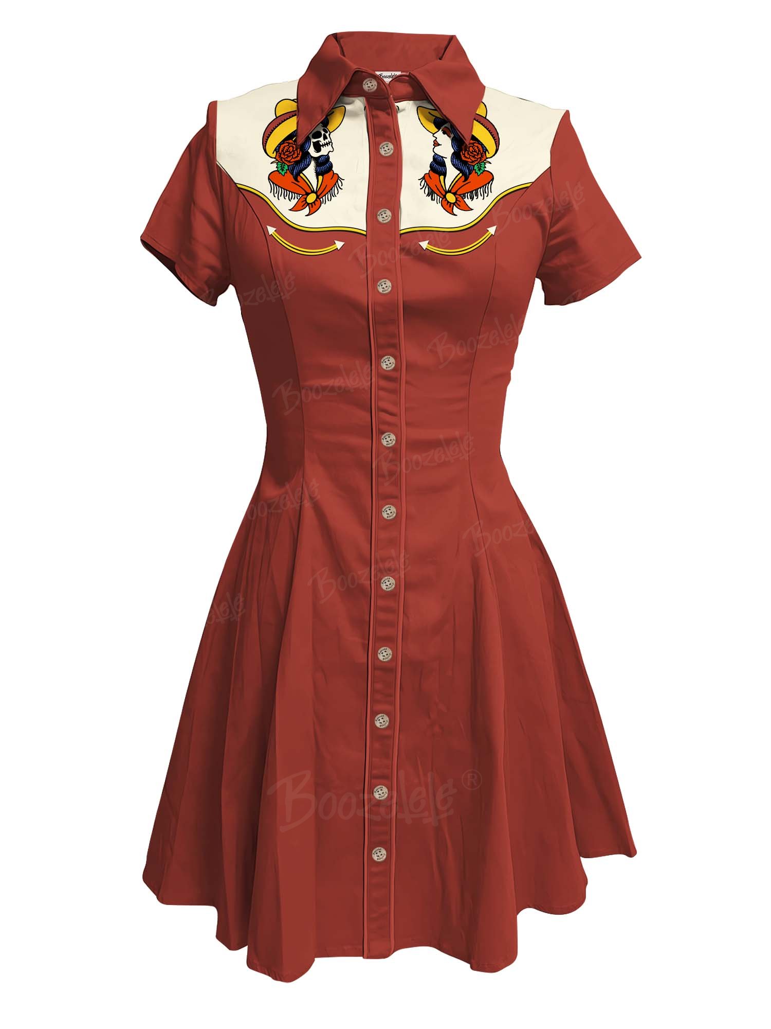 【Nyawart Design X Boozelele】Cowgirl And Skull - 100% Cotton Dress